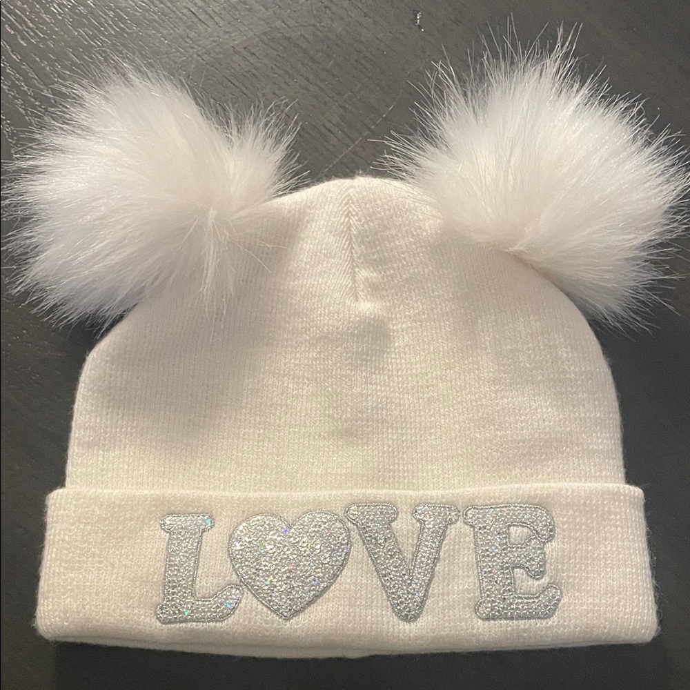 The Children's Place White Beanie with Pom-Poms